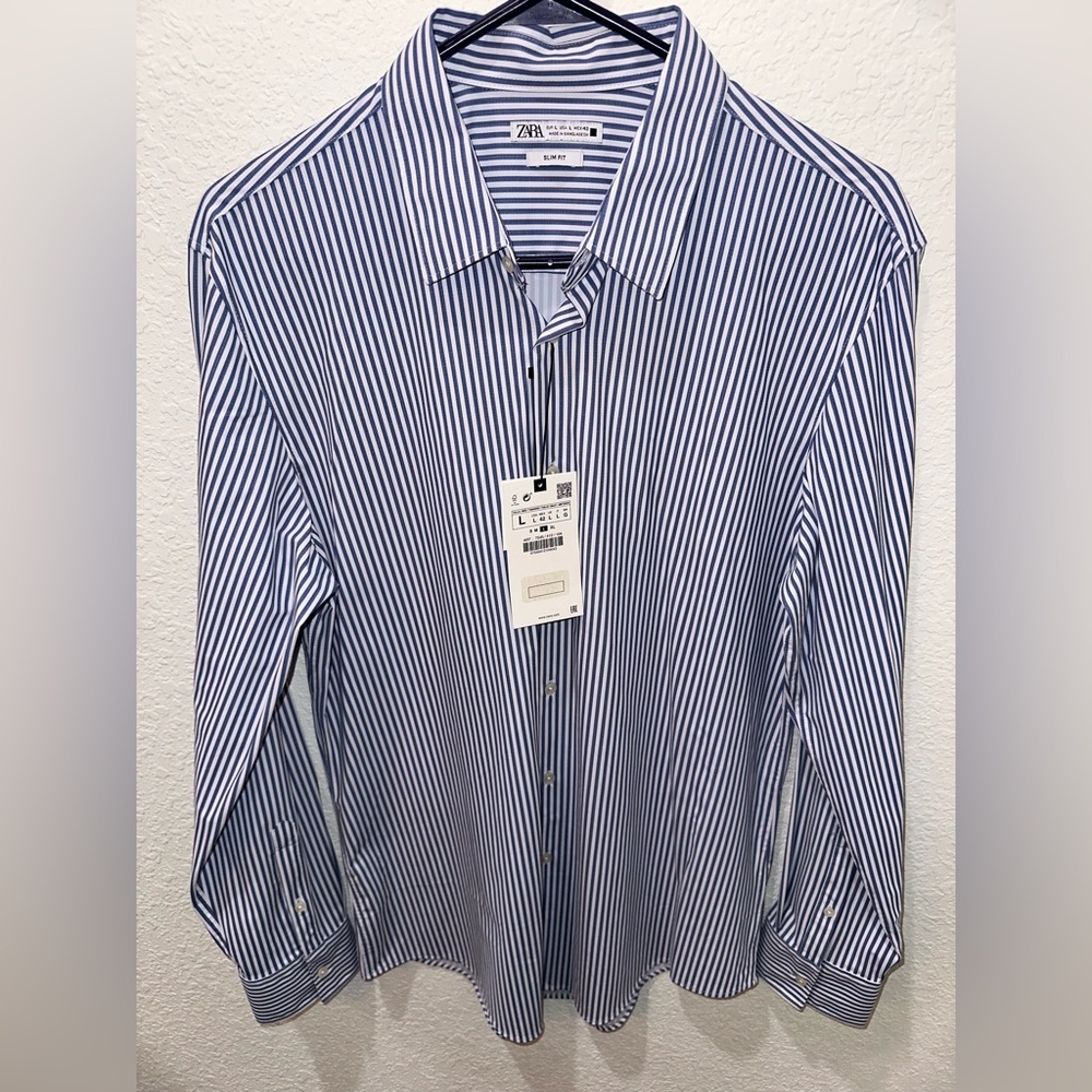 Zara Blue and White Men’s Dress Shirt